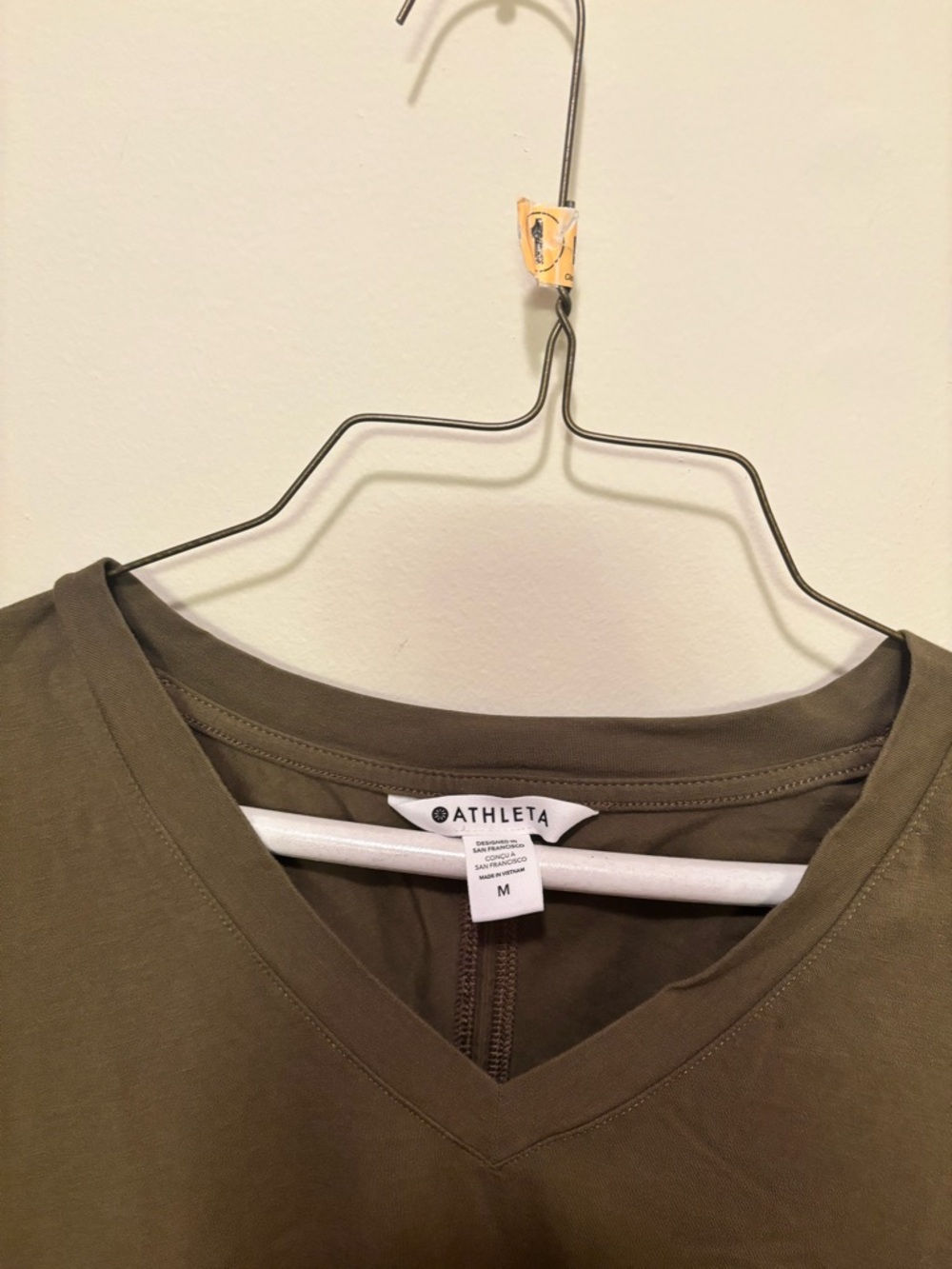 Athleta Olive Green V-Neck Short Sleeve Top - Picture 2 of 3